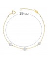 18K PULSERA ORO BICOLOR CHATON DE 3 ROMBOS CON DIAMANTES SI-H 0.045  QTS. 17 CM