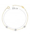 18K PULSERA BICOLOR CADENA FORZADA 19CM TRES DIAMANTES 0.045 QTS.  G-VS2