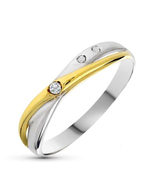 18K SORTIJA ORO BICOLOR DIAMANTES TALLA BRILLANTE 0.025  QTS.