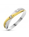 18K SORTIJA ORO BICOLOR DIAMANTES TALLA BRILLANTE 0.025  QTS.