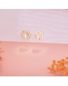 18K PENDIENTES ORO AMARILLO ARBOL DE LA VIDA EN BRILLO CALADOS 10 MM. CIERRE PRESION