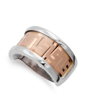 18K SORTIJA ORO BICOLOR ( ROSA BLANCO ) CON GRECA