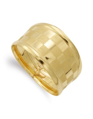 18K SORTIJA ORO AMARILLO MOTIVOS CUADRADOS MATE Y BRILLO ANCHO 11 MM