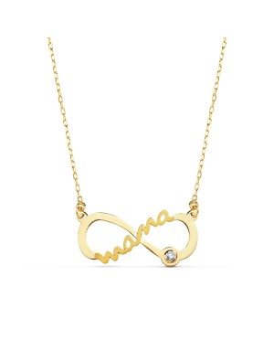 9K GARGANTILLA MAMA INFINITO ORO AMARILLO CIRCONITA 21X9 MM