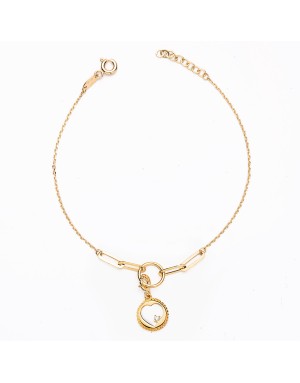 18K PULSERA ORO AMARILLO ESLABON Y CADENA FORZADA MOTIVO CORAZON. LARGO: 19CM