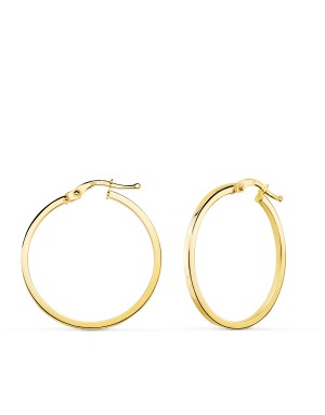18K AROS ORO AMARILLO HUECOS REDONDOS TUBO CUADRADO 28 MM. GROSOR: 1,2 MM
