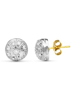 18K PENDIENTES ORO BICOLOR CIRCONITA 9 MM