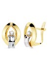 18K PENDIENTES ORO BICOLOR BANDAS Y CIRCONITAS 14X10 MM