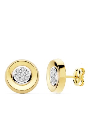 18K PENDIENTES CIRCONITAS REDONDOS 10 MM