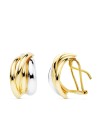 18K PENDIENTES ORO BICOLOR BANDAS 14X8 MM