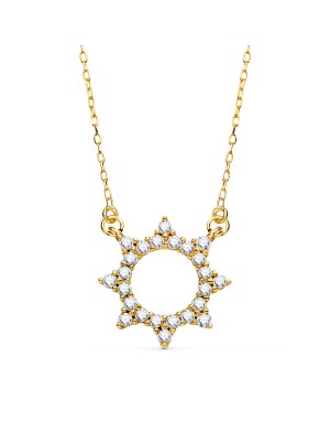 18K GARGANTILLA ORO AMARILLO COLGANTE SOL 14MM CADENA FORZADA 42 5 CM