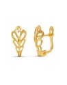 18K PENDIENTES ORO AMARILLO HOJA TALLADA 14X6 MM CIERRE CATALAN