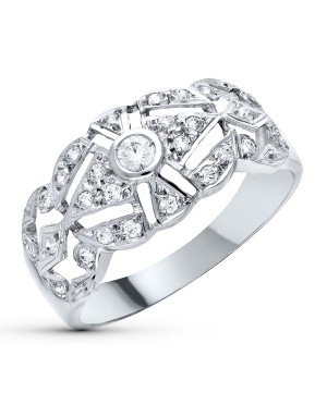 18K SORTIJA ORO BLANCO CIRCONITA ANCHO 10 MM