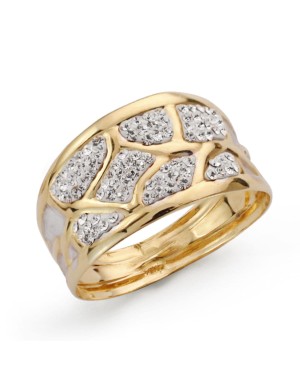 9K SORTIJA ORO AMARILLO CON CIRCONITAS ANCHO CUERPO 11 MM