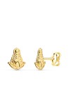 18K PENDIENTES ORO AMARILLO VIRGEN DEL ROCIO BRILLO PRESION 7,5 X 6 MM