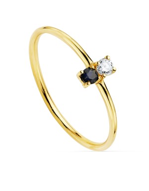 18K SORTIJA ORO AMARILLO DIAMANTE 0.050 QTS. G-VS2. 1 ZAFIRO 2.30 MMCUERPO 1 MM