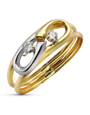 18K SORTIJA BICOLOR CIRCONITA 6 MM