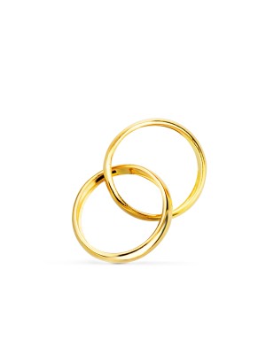 18K COLGANTE ORO AMARILLO DOS ALIANZAS 9 MM DIAMETRO.