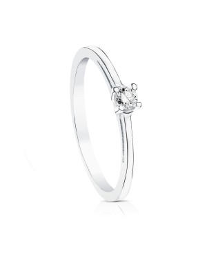 18K SOLITARIO DIAMANTE TALLA BRILLANTE ORO BLANCO 0.100 QTS. SI-H
