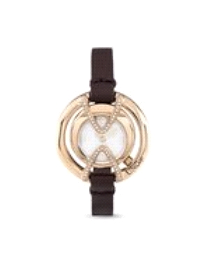 RELOJ CHAPADO EN ORO CON CORREA MARRON                                                              