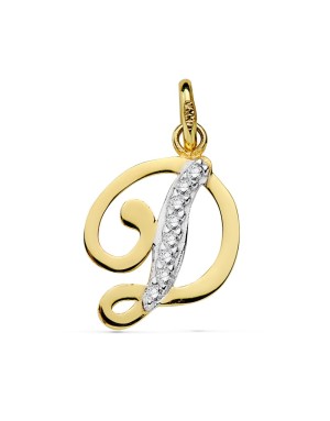 9K COLGANTE LETRA D CIRCONITAS 15X12 MM