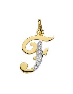9K COLGANTE LETRA F CIRCONITAS 16X12 MM