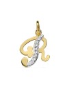9K COLGANTE LETRA R CIRCONITAS 15X11 MM