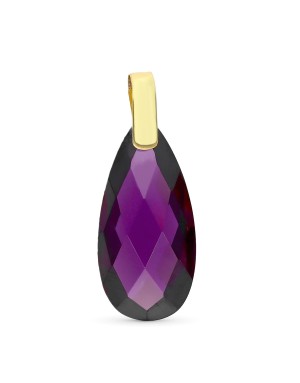 9K COLGANTE ORO AMARILLO CIRCONITA COLOR AMATISTA TALLA DE PERA 25X12 MM