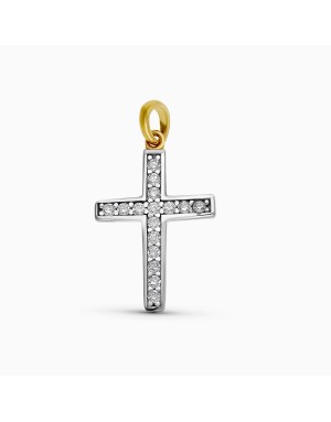 9K CRUZ ORO BLANCO CIRCONITAS 21X13 MM