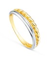 18K SORTIJA ORO BICOLOR DOBLE BANDA LISA Y RELIADA. ANCHO: 4MM
