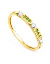 18K SORTIJA ORO AMARILLO CON CIRCONTIAS VERDES Y BLANCAS. ANCHO 2.5MM