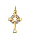 9K CRUZ SIN CRISTO ORO BICOLOR CELTA CIRCONITAS 18 X 11 MM