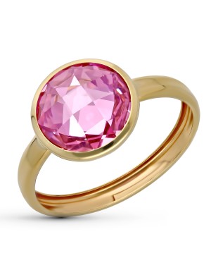 9K SORTIJA ORO AMARILLO PIEDRA ROSA BOCEL 12 MM