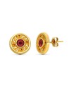 9K PENDIENTES ORO AMARILLO 11MM PIEDRA ROJA