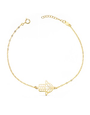 18K PULSERA ORO AMARILLO MANO FATIMA 17X14MM CADENA TALLADA. LARGO: 18 3 CM