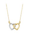 18K GARGANTILLA ORO BICOLOR DOS CORAZONES 13X9 MM. CADENA FORZADA 42 3 CM