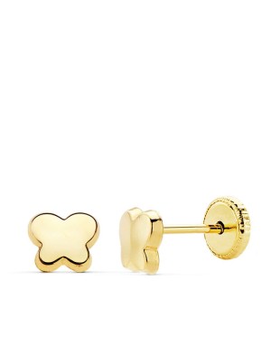 18K PENDIENTES ORO AMARILLO MARIPOSA LISA 5.5X4.5 MM