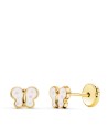 18K PENDIENTES ORO AMARILLO MARIPOSA ESMALTE 6 X 4,5 MM CIERRE TUERCA