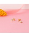 18K PENDIENTES ORO AMARILLO MARIPOSA ESMALTE 6 X 4,5 MM CIERRE TUERCA