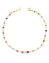 18K PULSERA ORO AMARILLO BOLAS COLORES 3MM. LARGO: 18.5 CM