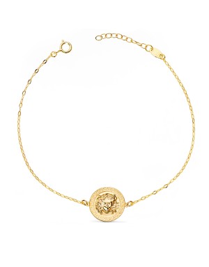 18K PULSERA ORO AMARILLO MEDUSA BRILLO 12MM CADENA TALLADA. LARGO: 18 3 CM
