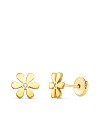 18K PENDIENTES ORO AMARILLO FLOR 6 PETALOS Y CIRCONITA 6X6MM. CIERRE TUERCA