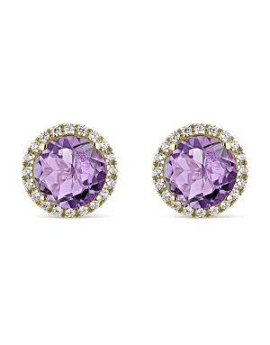 PENDIENTES ORO AMARILLO CIRCONITAS Y AMATISTAS 8MM                                                  