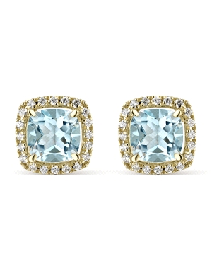 PENDIENTES ORO AMARILLO CIRCONITAS Y TOPACIOS CUSHION 7MM                                           