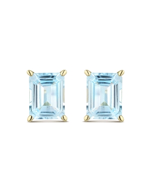 PENDIENTES ORO AMARILLO TOPACIOS AZULES OCTOGON 8*6                                                 