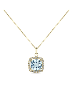 GARGANTILLAS ORO AMARILLO CIRCONITAS Y TOPACIO AZUL CUSHION 7*7                                     