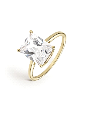 SORTIJA ORO AMARILLO TOPACIO BLANCO OCTOGONAL 10*8                                                  