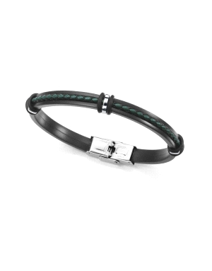 PULS SILICONA Y PIEL NEGRA Y ACERO SR FN                                                            