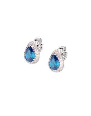 PENDIENTES BLANCO Y AZUL CON CIRCONITAS                                                             
