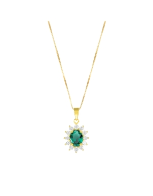 COLLAR DE PLATA VERDE CON CIRCONITAS                                                                